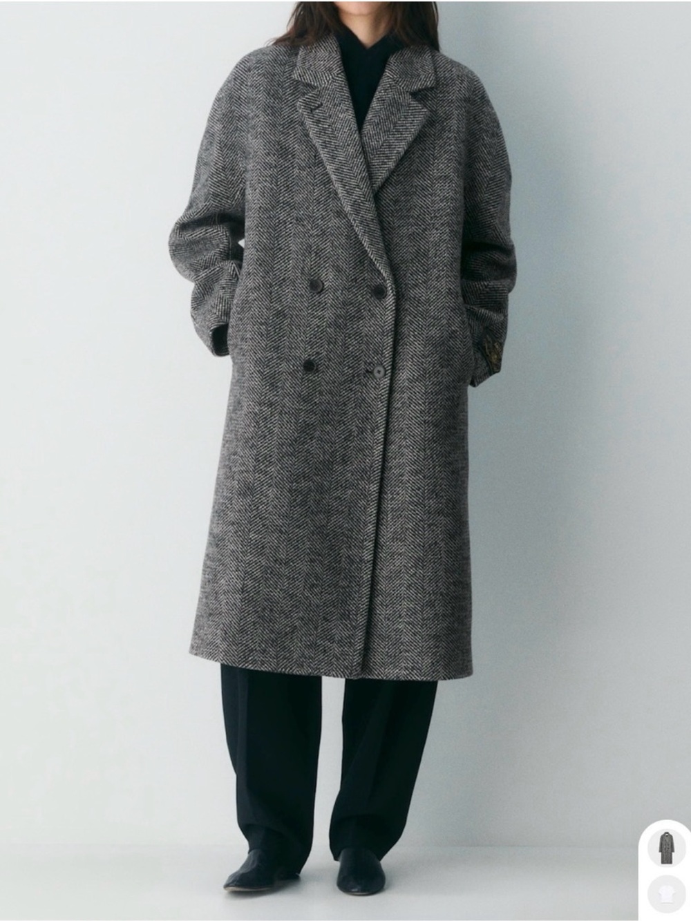 Aritzia Slouch Coat - Herringbone Black/White